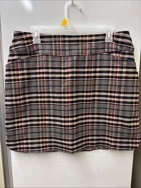 Tribal Plaid Mini Skort in Black, Brown, Cream and Red